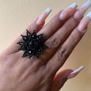 Beaded star flower ring
